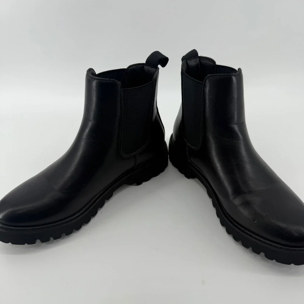 Dunes Womens‎ Black Dalya Chelsea Boots Lug Sole Elastic Ankle Size 7.5M